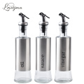 LMETJMA 300ML Olive Oil Dispenser Bottle with Funnel Stainless Steel Oil Pourer Dispensing Bottles Oil Vinegar Sauce Bottle