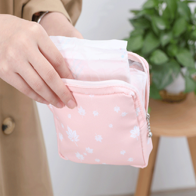 Women Tampon Storage Bag Sanitary Pad Bag Napkin Cosmetic Organizer Lady Makeup Bag Coin Portable Purse Tampon Holder Organizer