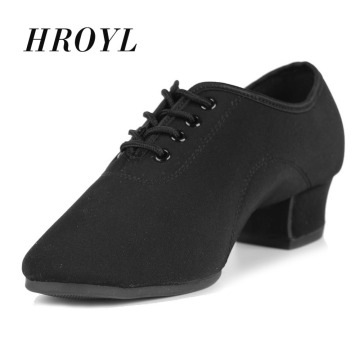 3.5CM Heels Professional Men's Ballroom/Latin Dance Shoes Canvas Parctice Salsa Party Dancing Shoes With Rubber Sole Black