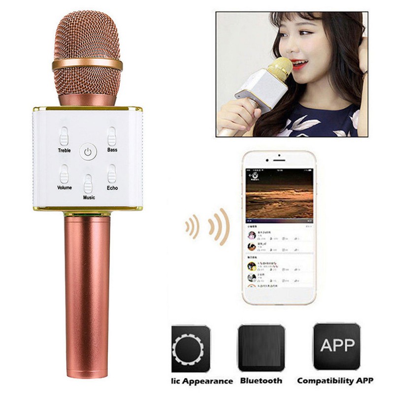 Wireless Original Brand Q7 Bluetooth Karaoke Microphone Professional Player speaker With Carring Case For Iphone Android