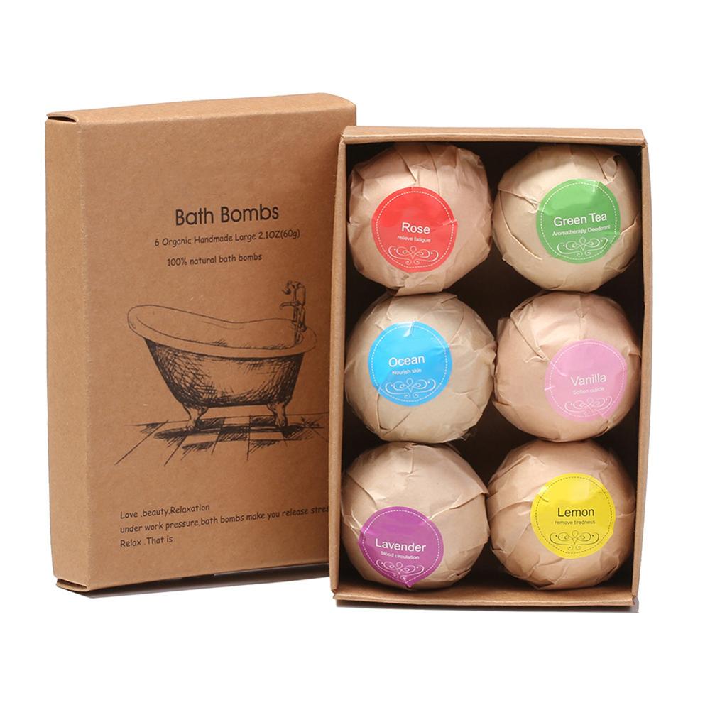6pcs Bath Bomb Skin Whitening Bath Salt Moisturizing Bath Bombs Ball Natural Bubble Bath Bomb Set Bath Salt Ball Gift Set Spa