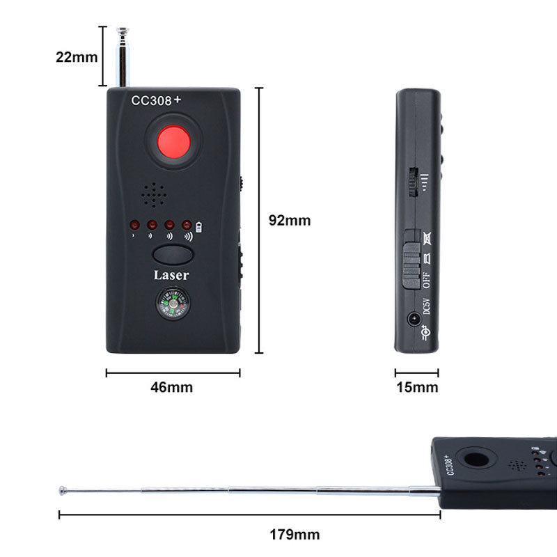 CC308+ Wireless Camera Lens Signal Detector Radio Wave RF Signal Detect Camera Full-range WiFi RF GSM Device Finder