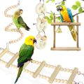 8Pcs/Set Bird Parrot Toys Wooden Hanging Swing Hammock Climbing Ladders Perches