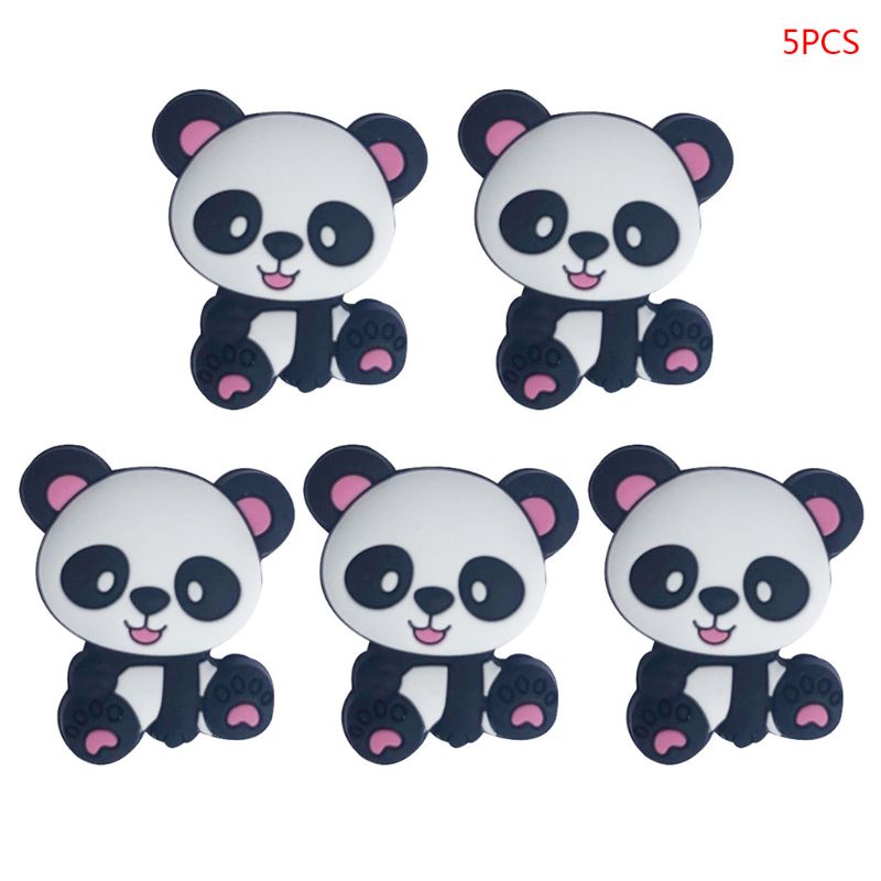 5 Pcs/pack Cartoon Silicone Beads Mini Panda Baby Teether DIY Newborn Molar Teething Toy Accessories