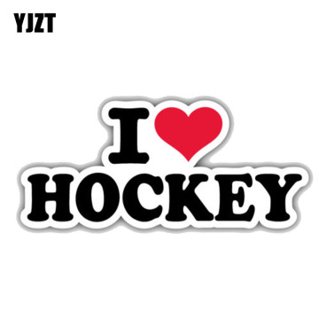 YJZT 15.2CM*6.3CM Personality Text I Love Hockey Label PVC Decoration Car Sticker 11-00013