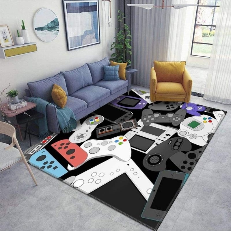 Gamer Controller Area Rugs Non-Slip Floor Mat Doormats Home Runner Rug Carpet for Bedroom Indoor Outdoor Kids Play Mat