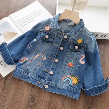 New Spring Autumn Girls&Boys coat Graffiti embroidered lapel denim jacket Baby Kids Coats Jeans Jacket Clothing Outwear