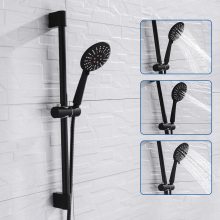 Wall Mounted Black Coating Shower Set with Hand Shower Stainless Steel Hose Adjustable Sliding Bar