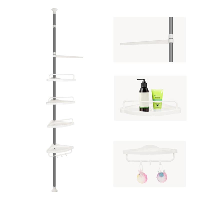 254-304cm Bathroom triangle Shelf Shower Storage Basket Non-slip feet with rubber coating 4-layer Shelf Sundries Storage Rack