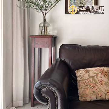 Minimalist Wooden Vertical Plant Display with Side Table