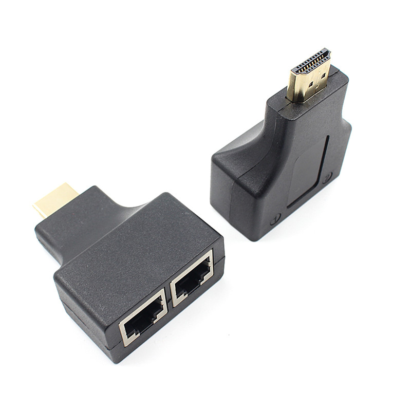 2017 1 Pair HDMI To Dual Ports RJ45 Network Cable Extender Over by Cat5e/Cat6 Cables 1080p For HDTV HDPC PS3 STB 30m