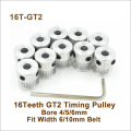 POWGE 10pcs 16 Teeth 2GT Timing Pulley Bore 4/5/6mm Fit Width=6/10mm 2GT Synchronous Belt 16T 16Teeth GT2 Timing Belt Pulley