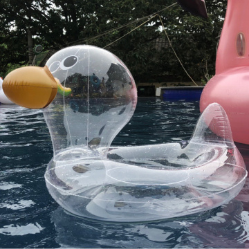 New Arrival Swim Ring Baby Kids Swimming Rings Pool Float Ride on Duck Clear PVC crystal floating ducks for 2~6 year Beach Toys