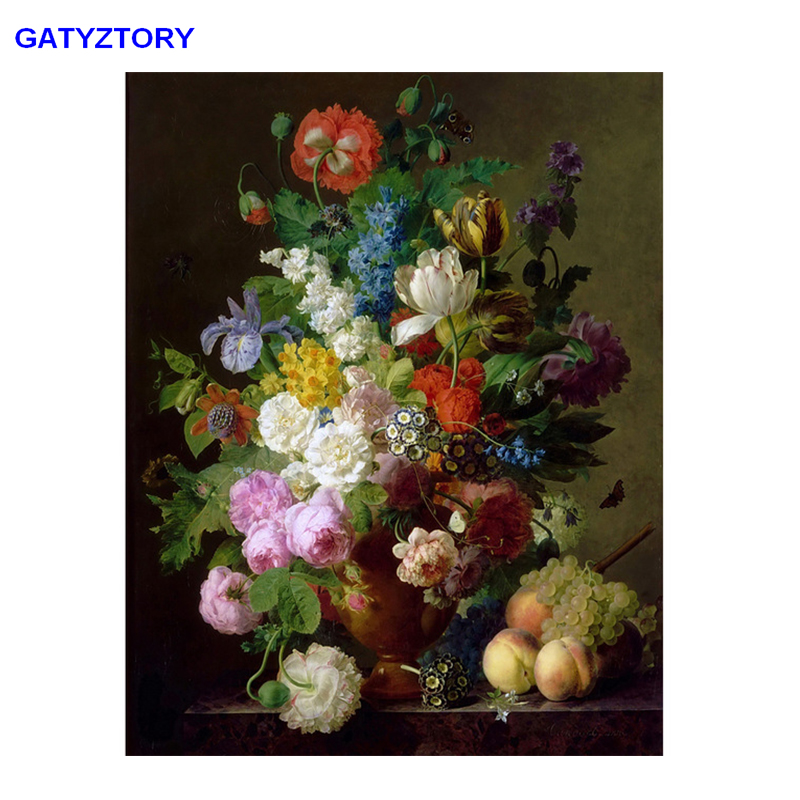 GATYZTORY Painting By Numbers For Adults Children Flower DIY Oil Coloring Paint by Number Landscape On Canvas Art Pictures