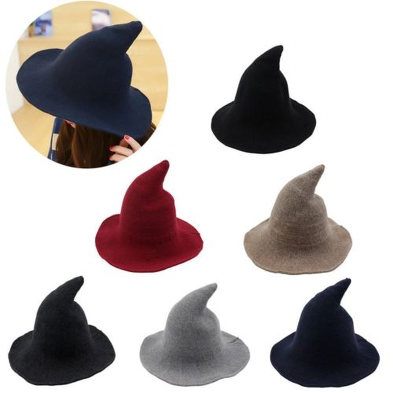 1 Piece Modern Halloween Witch Hat Woolen Women Lady Made From Fashionable Sheep Wool Halloween Party Hat