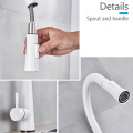 POIQIHY White Sensor Kitchen Faucet Pull out 360 Rotation Touch sense Faucets Crane Tap Cold Hot Water Mixer Tap Battery power