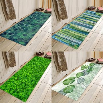 Nordic plant cactus clover print flannel floor padDoor mat, bathroom mat, kitchen mat, bedroom mat