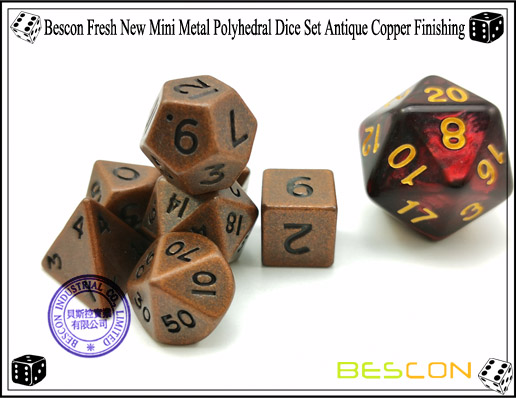 Bescon Fresh New Mini Metal Polyhedral Dice Set Antique Copper Finishing-6