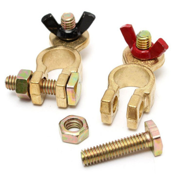 2pcs Positive & Nagative Auto Battery Terminal Connector Battery Quick Release Battery Clamps Brass Connector Car Accessories