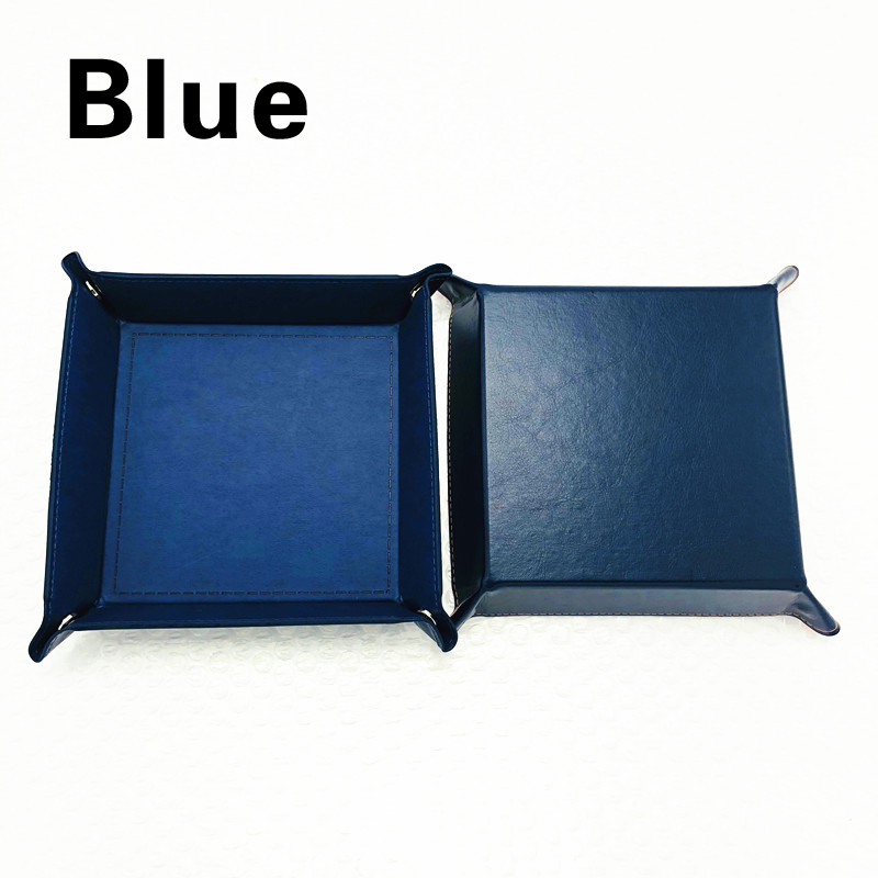1Pcs Foldable Storage Trays PU Leather Square Tray for Dice Table Games Key Wallet Coin Box Tray Desktop Storage Box Trays Holde