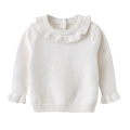 Baby Girl Winter Clothes Knit Tops Shirt, Toddler Little Girls Knit Ruffles Pullover Sweater White Grey