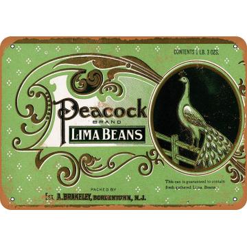 Peacock Lima Beans Tin Wall Sign Metal Vintage Signs Poster Iron Retro Painting Plaque Art Home Decor Yard Garden Cafe Bar Pub