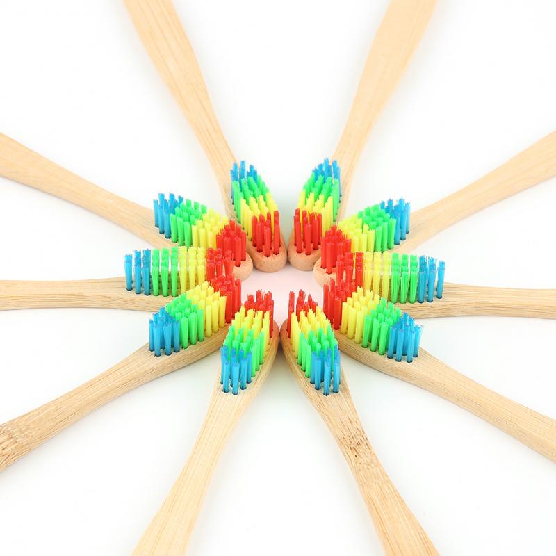 10 pcs Rainbow Toothbrush bamboo toothbrush Eco Friendly wooden Tooth Brush Soft bristle Tip Charcoal adults oral care toothbrus