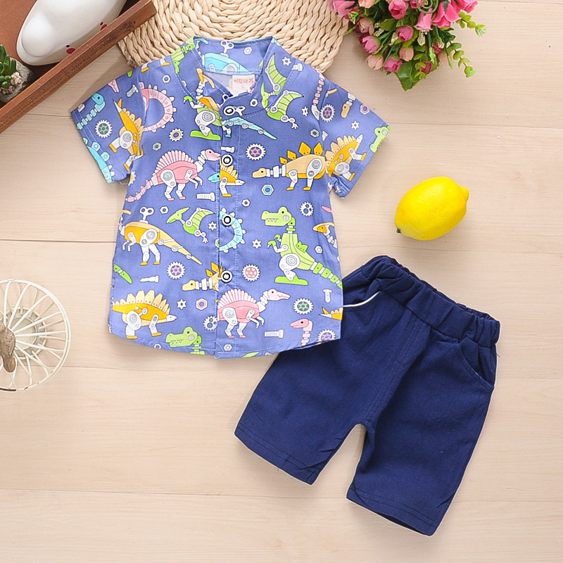 Baby Clothes Summer Boys Clothing Sets Fashion Tie T-shirts + Stripe Short 2pcs Suit Children Clothes For Bebe Boys