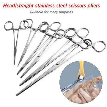 12.5-20cm Bent-nose Fishing Locking Stainless Steel Pet Hair Towel Clamp Pliers Elbow Scissors Pliers Hemostatic Forceps Curved