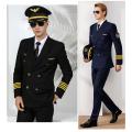Workwear Flight Clothing Captain Aviation Blue Uniform Pilot Airline Professional Business Suits Jacket + Pants For Gentlemen