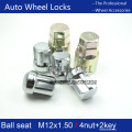 4Nuts+2Keys M12x1.5 Ball seat RADIUS Wheel Locks Lug Nut Anti theft For Honda CRV ACCORD XRV Crosstour Odyssey Fit CRZ