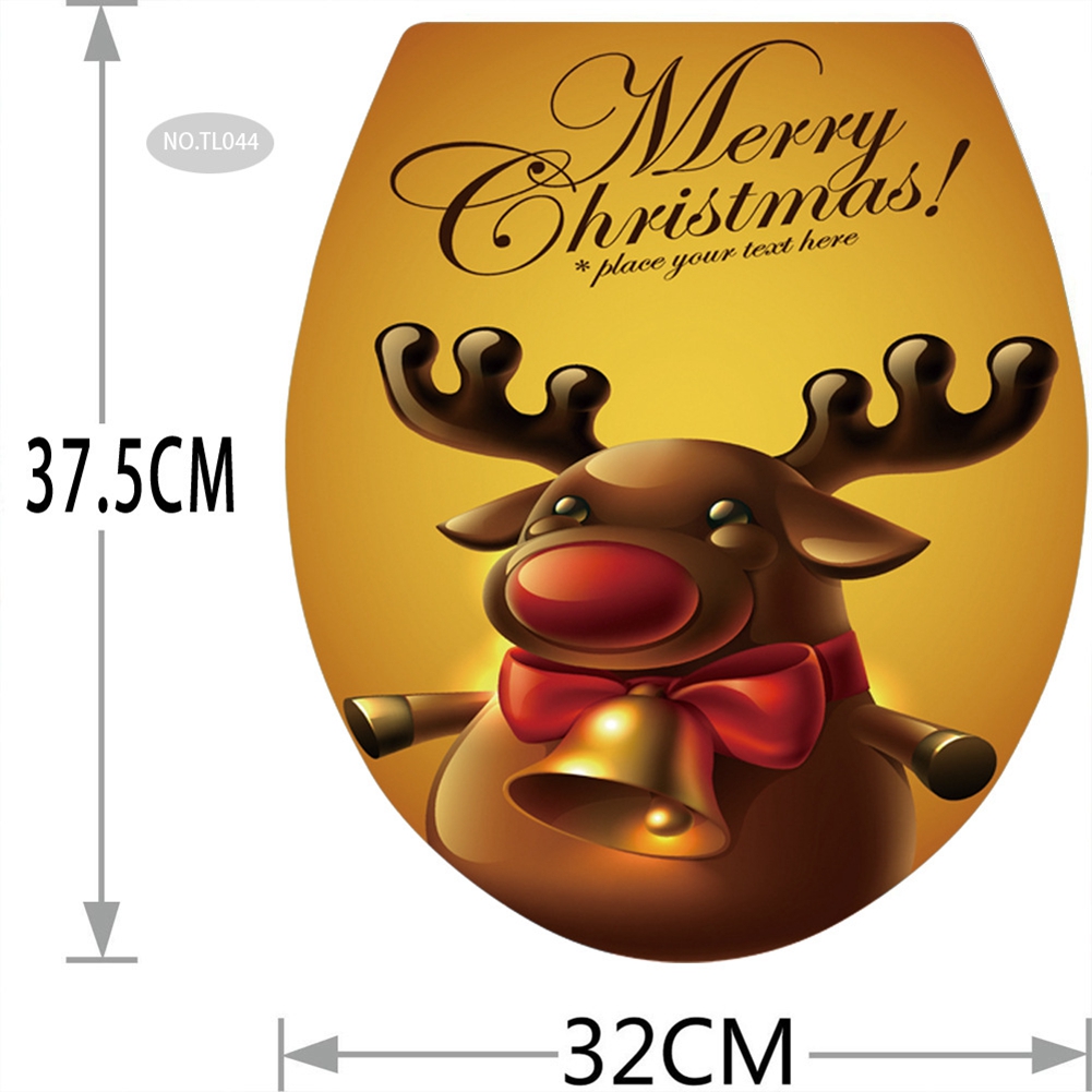 Christmas Toilet Seat Art Wall Stickers Bathroom Decoration Decals Art Decor toilet lid sticker