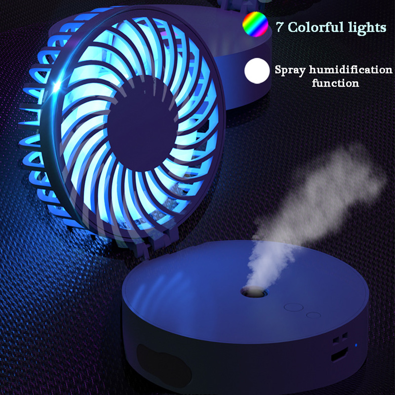 Mini Fan air conditioner portable fan usb rechargeable Air Cooler Hands-free Neck LEDLighting Function Desktop Fan Student Fan