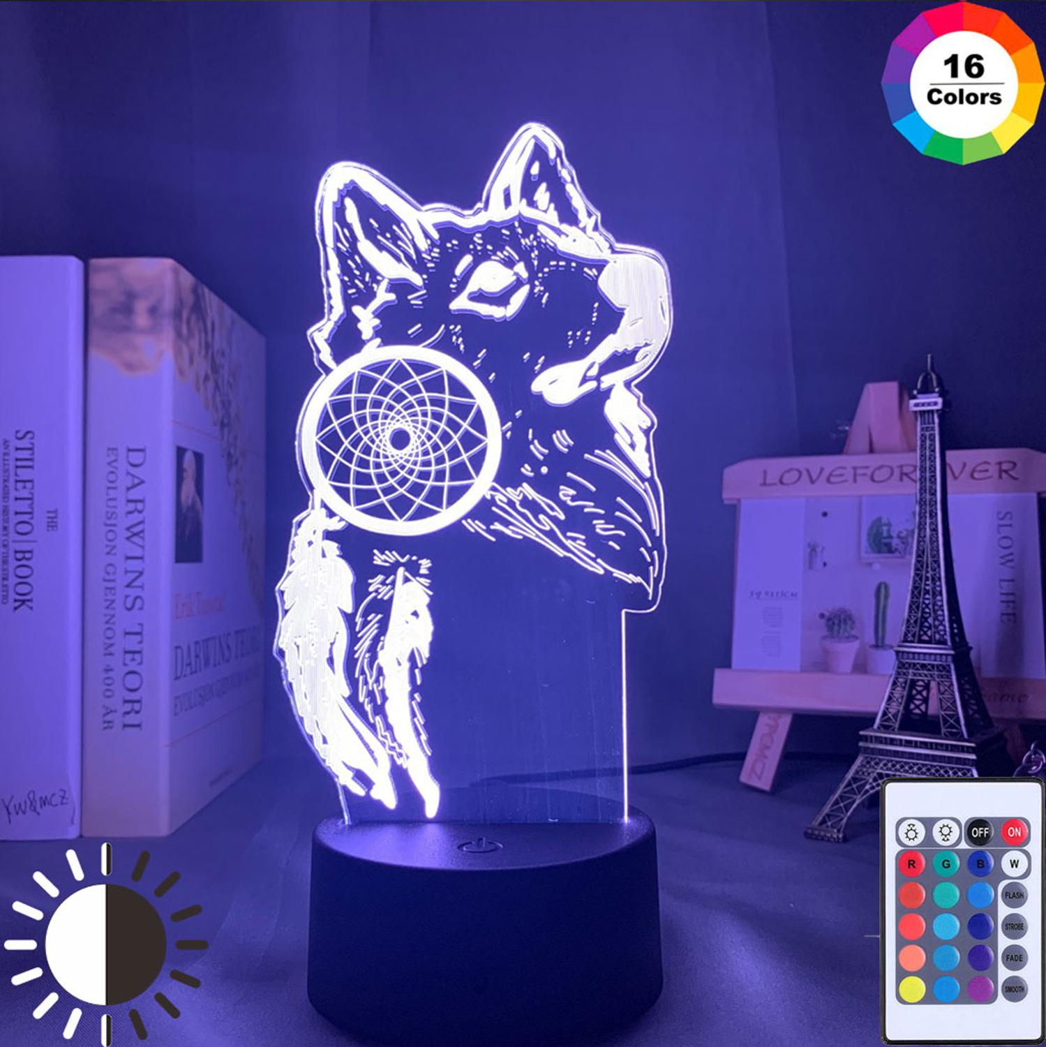 3D Lamp Dreamcatcher Wolf Nightlight for Home Room Decoration Lighting Led Color Changing Touch Sensor Night Light Birthday Gift