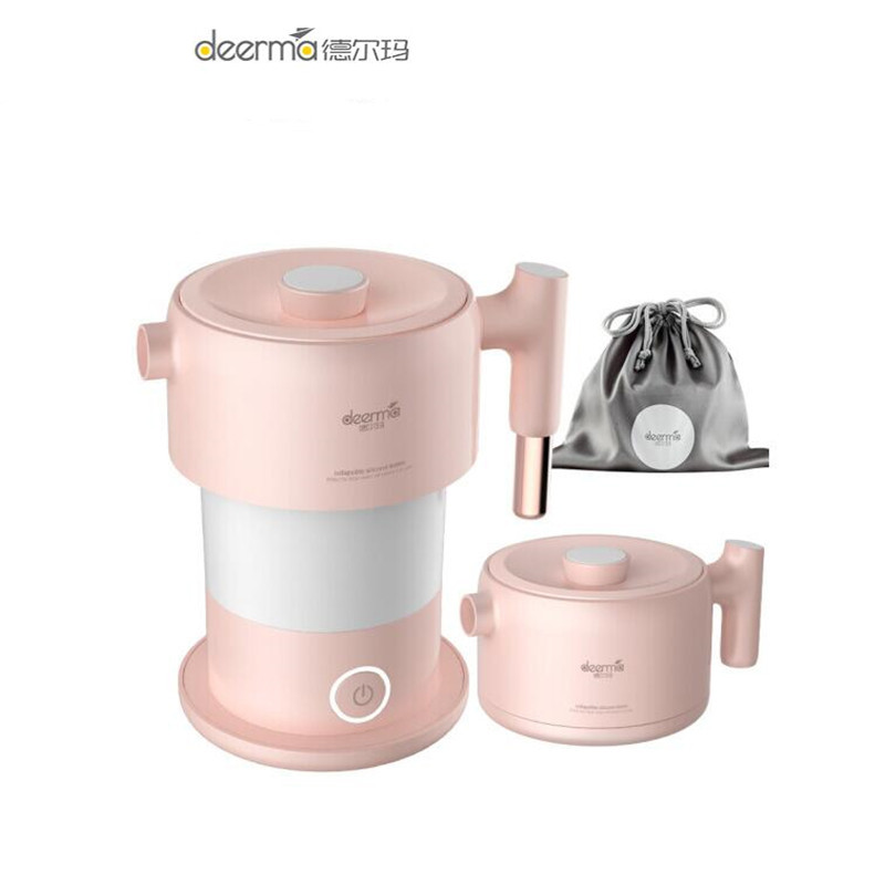 Original Deerma 0.6L Mini Folding Electric Kettle Auto Power-off Protection Water Boiler Teapot Instant Heating Stainless Steel