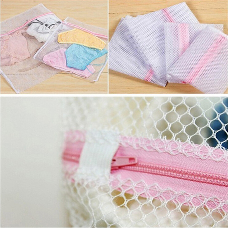 3 Size Zippered Mesh Laundry Wash Bags Foldable Delicates Lingerie Bra Socks Underwear Washing Machine Clothes Protection Net