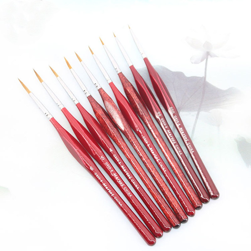 EZONE Red Triangle Pole Paint Brush Fine Hand-painted Hook Line Pen Sharp Tip Watercolor Drawing Painting Brush Oil Art Supply