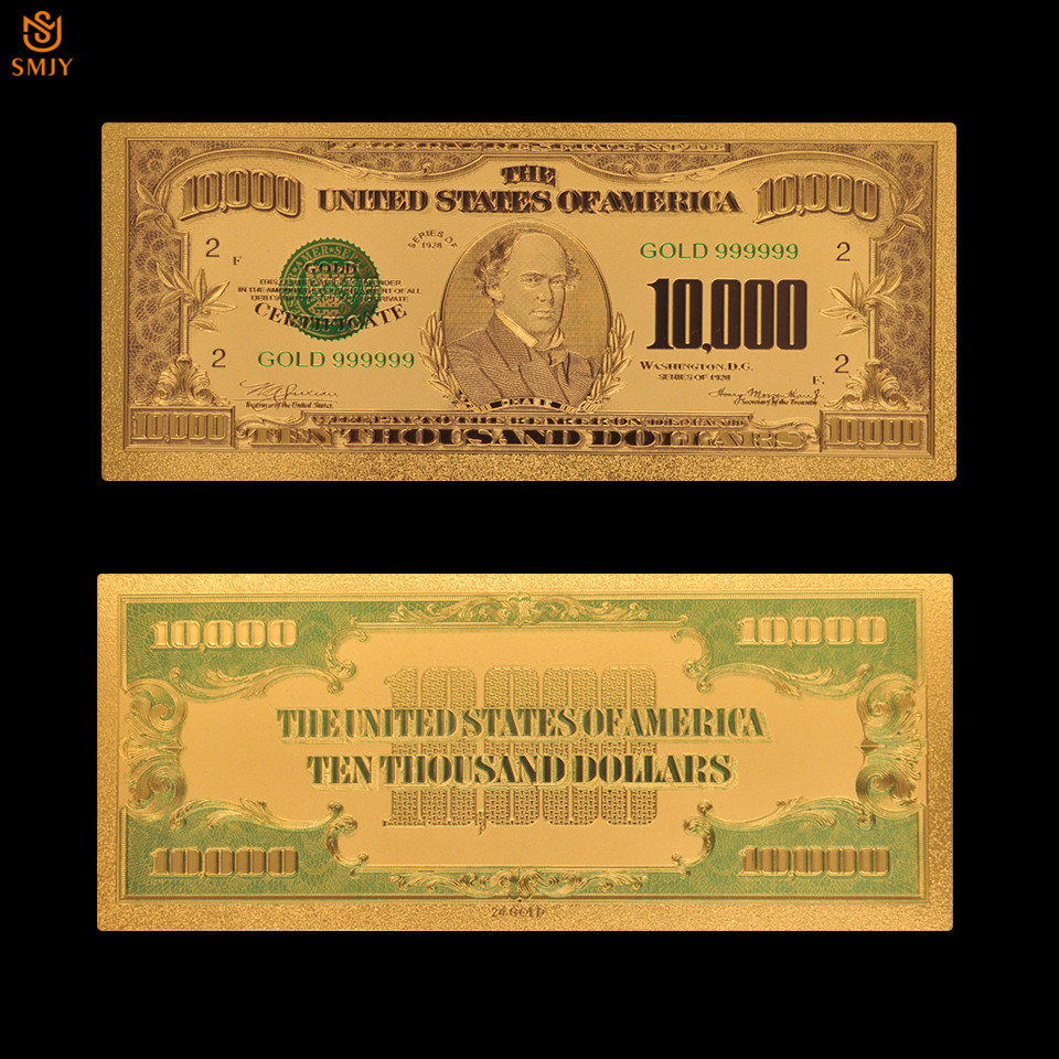 New Product 2018 US Dollar Money 10000 Dollar Gold Plated Fake Banknote US Currency Paper Money Collection