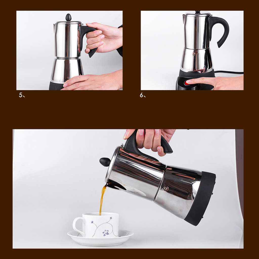 Electric Espresso Latte Percolator Stove Top Coffee Maker Mocha Pot