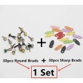 60pcs/lot Mixed Round/Sharp Rotate Lock Metal Scrapbooking Brads Set For Embellishment Decor Crafts DIY Photo Album Fastener