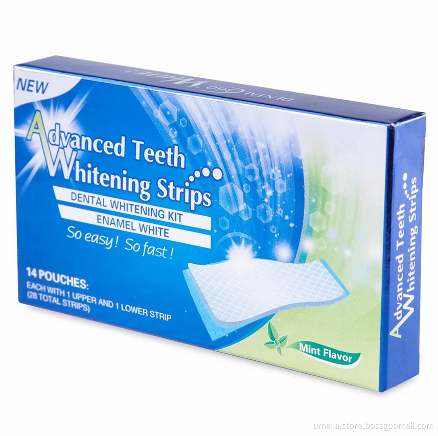 28 pouches per box Teeth Whitening Strips Wholesale 3D Advanced Customized Logo Support Peroxide Free 5D Teeth Corrector