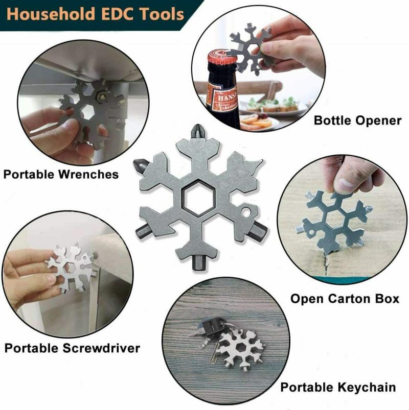1PCS Snowflake Tool Cutter Card Stainless Steel Open Beer Bottle Combination Multifunction Turn Screw Portable Tool