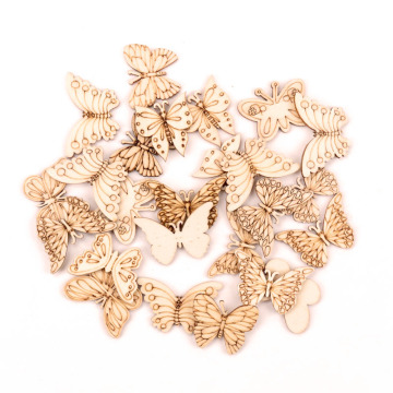 Handmade Wooden Crafts Accessories Home Decoration Scrapbooks Painting DIY Mix Butterfly Wood Ornaments 30-40mm 20pcs MZ331