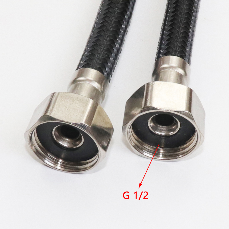 Flexible Plumbing Hose Kitchen Water Supply Connecting Lines Hot and Cold Mixer Faucet Connector Bathroom Braided Black Nylon