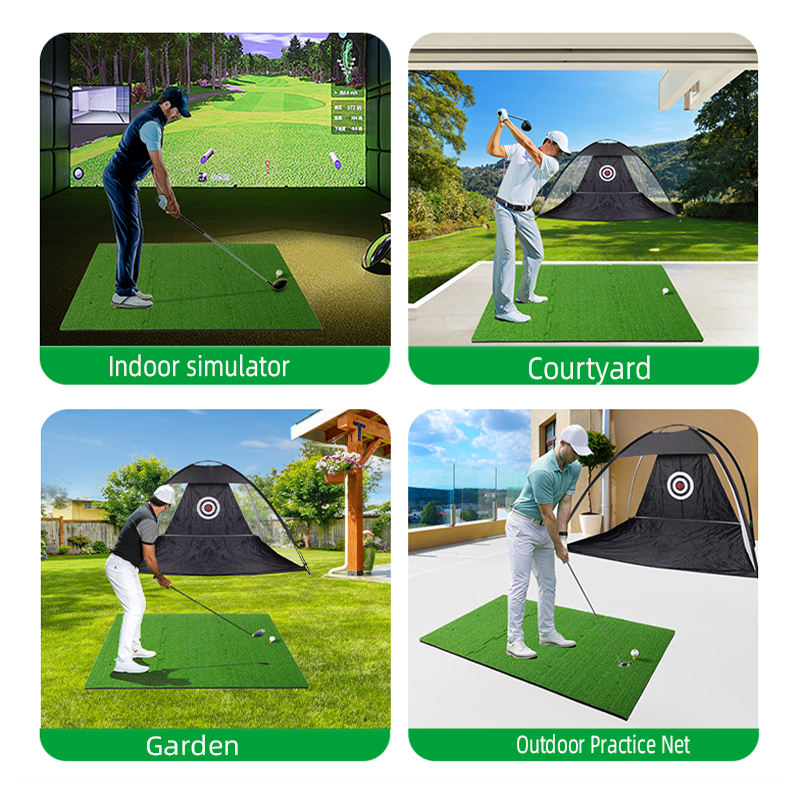 GP Interlocking 3-Piece Golf Practice Mat Heavy Duty PP Grass Non-Slip Pad Easy Storage for Home Garden Simulator Training3
