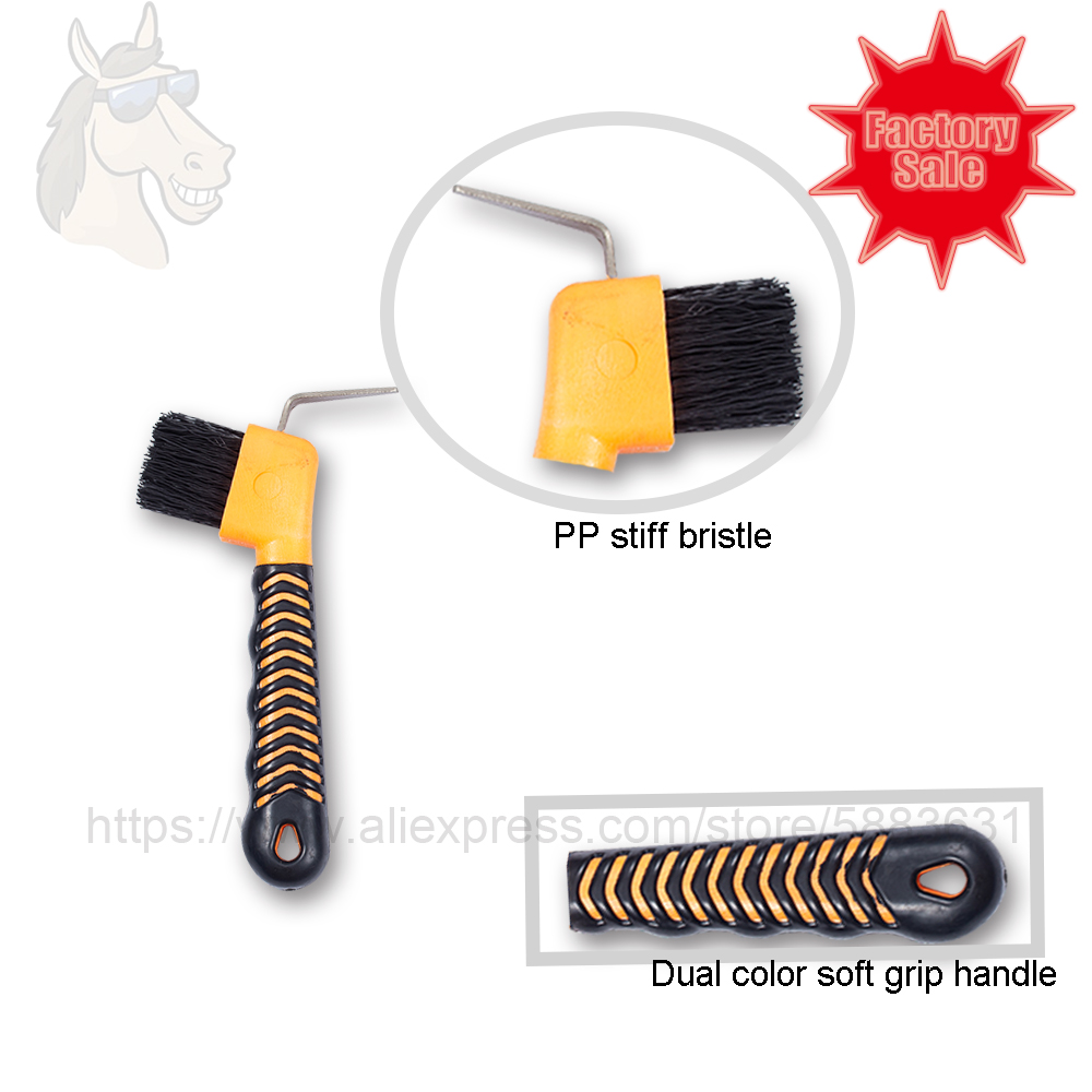 6 1004 Soft grip hoof pick with brush plastic handle horse grooming kits horse hoof care economic brush factory direct sale