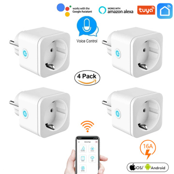 16A WiFi Smart Plug Socket With Power Energy Monitor EU Standard Plug Tuya APP Control Works With Alexa Google Home Assistant