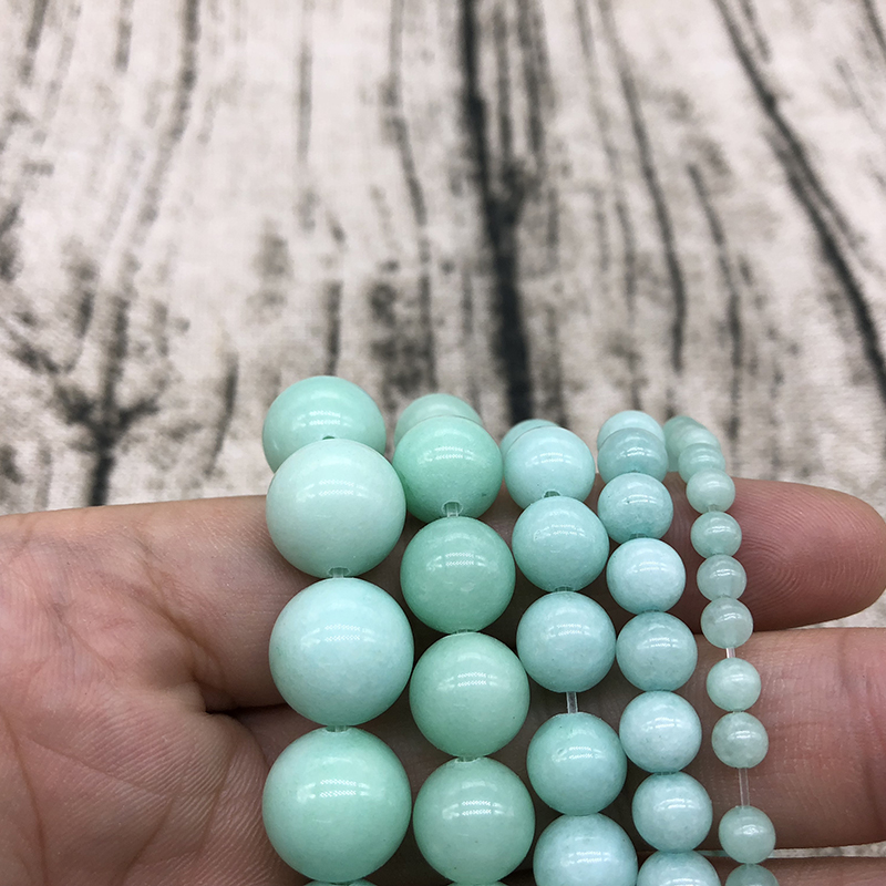 Natural Blue Amazonite Stone Beads Round Loose Spacer Beads 4 6 8 10 12MM For Jewelry Making Fit DIY Bracelet 15"Inches