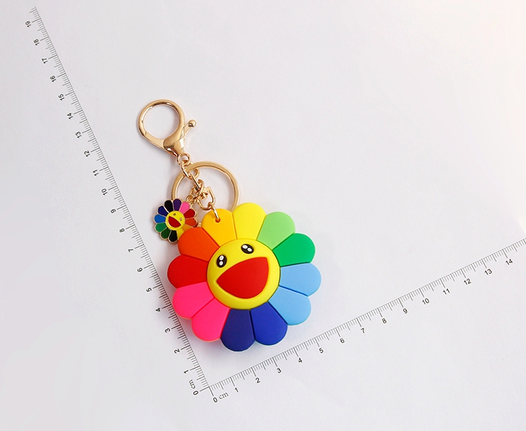 2020 Cute Sweet Sunflower Airpods Accessories Resin Rubber Keychain For Women Trinket Key Chains Ring Car Bag Pendent Charm D490