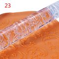 1PC Acrylic Rolling Pin Designed Fondant Cake Impression Rolling Pin Pastry Roller Embossing Baking Tools Fondant Tools
